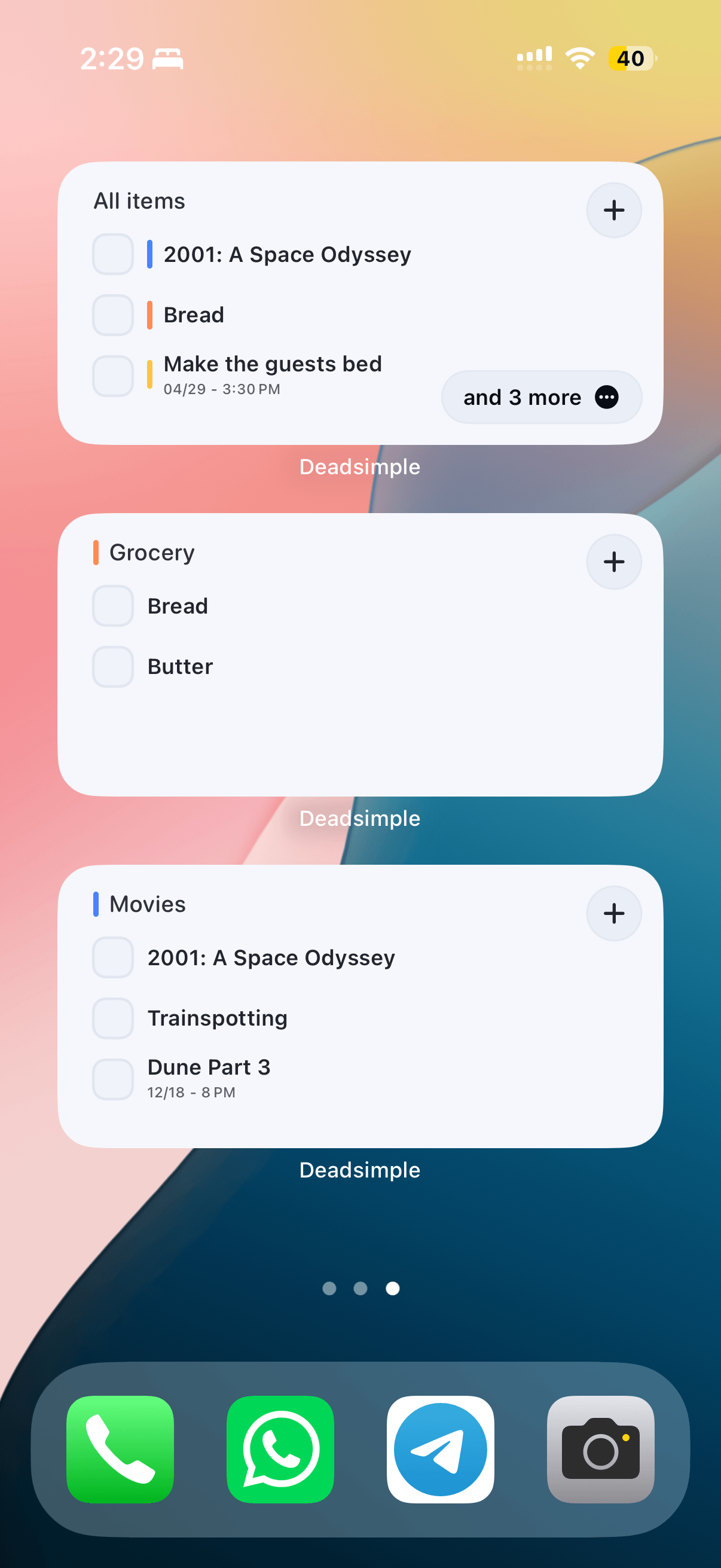 Deadsimple widgets on the iPhone Home Screen